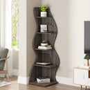 Axyaa 5-Tier Wall Corner Bookshelf - Modern Stylish Small Bookcase Plant Stand