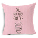Axyaa Letter Print Pillow Case 45x45 cm Linen Cushion Cover for Home Decor