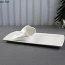 Axya Pure White Ceramic Snack Plate for French Fries, Desserts, Sushi, and More