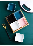 Axya Ceramic Small Square Bowls Dessert Sauce Dishes - Set of 4