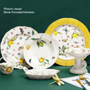 Axyaa European Lemon Ceramic Dinner Plate Set for Home Dining