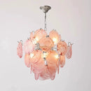 Axyaa Murano Glass Chandelier: Colorful Round Slice Shade Light Fixture