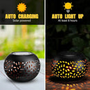 Axyaa Solar LED Elliptical Garden Lantern: Waterproof, Elegant Metal Design for Outdoor Patio.
