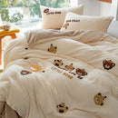 Axyaa Embroidered Fleece Winter Bedding Set for Cozy Warmth