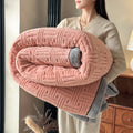 Axyaa Plush Coral Fleece Blanket: Soft, Luxe Striped Throw for Sofa, Bed, Office Nap