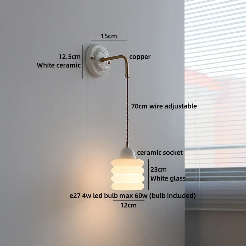 Axyaa White Glass LED Wall Lamp Modern Nordic Style
