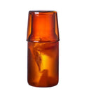 Axyaa Glass Water Carafe and Cup Set - 450ml/15oz Blue Amber Green Glass Pitcher Tumbler