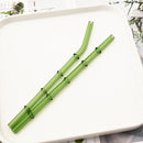Axyaa Bamboo Design Glass Straws Set with Brush - Eco-Friendly Drinkware for Cocktails, Coffee