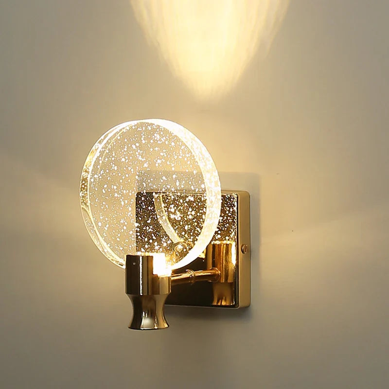 Axya Gold LED Crystal Wall Lamp for Modern Home Decor