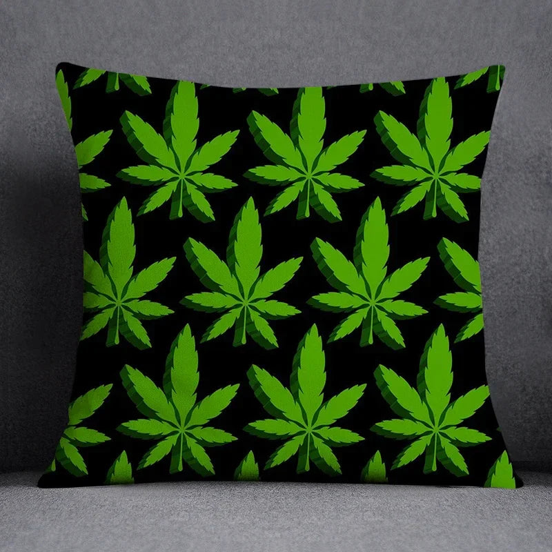 Axyaa Green Leaf Theme Pillowcase - Decorative Polyester Home Decoration 45*45cm
