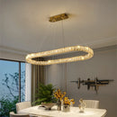 Axyaa Luxury Crystal Oval LED Pendant Dining Room Light