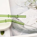 Axyaa Bamboo Design Glass Straws Set with Brush - Eco-Friendly Drinkware for Cocktails, Coffee