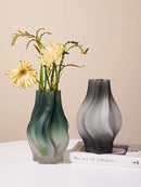 Axyaa Nordic Frost Glass Vase Modern Home Decor Stand for Flowers
