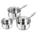 Axyaa 3Pc Stainless Steel Stew Pot Set with Lid & Steel Handle, Induction Compatible