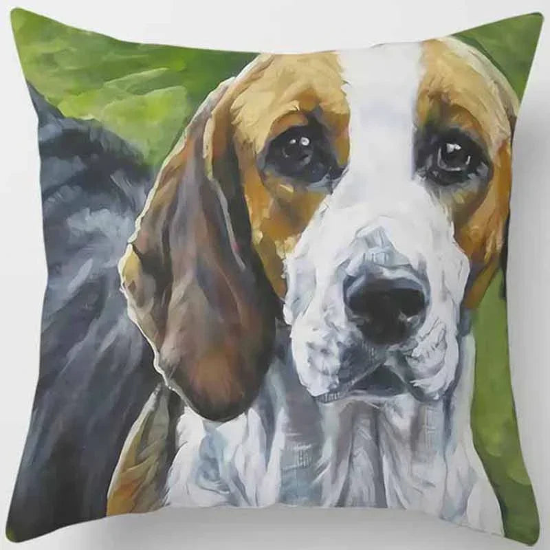 Cute Dog Pattern Square Pillow Covers For Home Decor by Axyaa