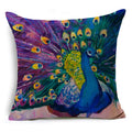 Axyaa Peacock Feather Linen Cushion Cover 45x45cm for Sofa Bed Decor