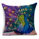 Axyaa Peacock Feather Linen Cushion Cover 45x45cm for Sofa Bed Decor