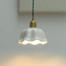 Axyaa White Ceramic Flower LED Pendant Lights, Bedroom Vintage Brass Iron Hanging Lamp
