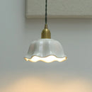 Axyaa Ceramic Flower LED Pendant Lights Gold Vintage Brass Hanging Lamp
