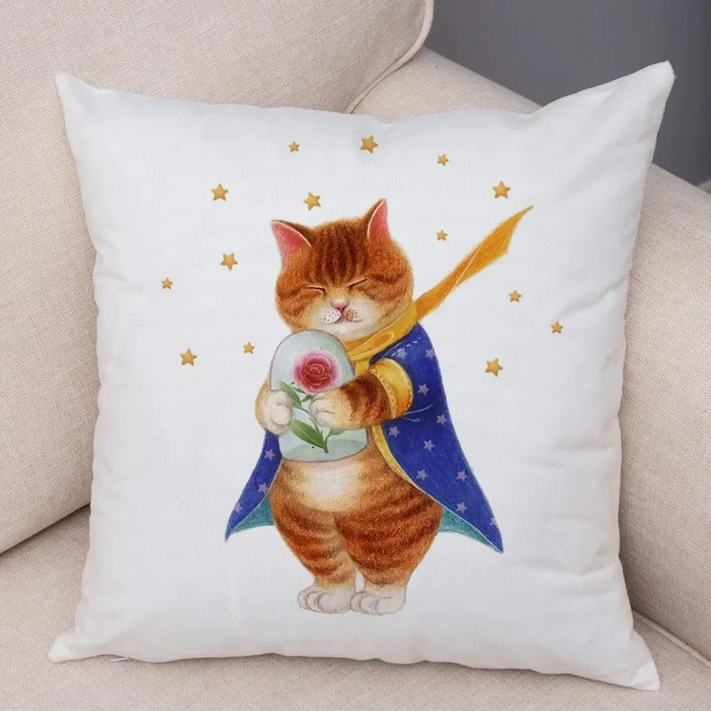 Axyaa Cartoon Cat Decorative Cushion Cover for Home, Sofa, Kids Room