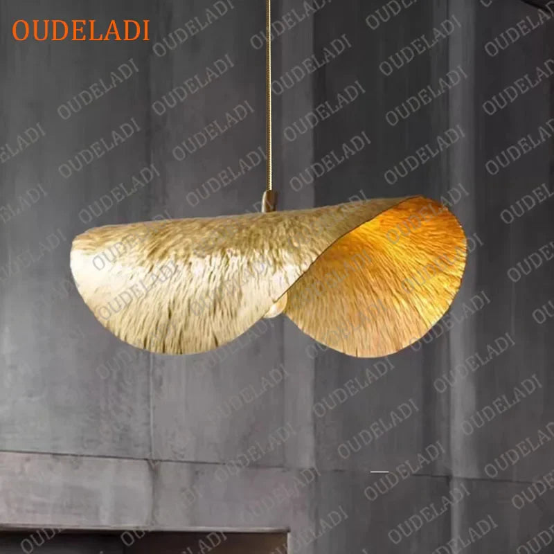 Axya Lotus Leaf Copper Chandelier - Vintage Pendant Light for Home Dining and Kitchen Island