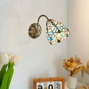 Axyaa Red Blue Glass Wall Lamp Brass E27 Bulb Bedroom Living Room Sconce