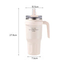 Axyaa Stainless Steel Straw Thermos Bottle Portable Handle Insulation Coffee Mug