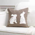 Axyaa Easter Bunny Embroidered Pillow Cover 45X45 - Cute Home Sofa Decoration