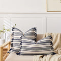 Axyaa Striped Pillowcase with Tassel Detail for Home Sofa Decor