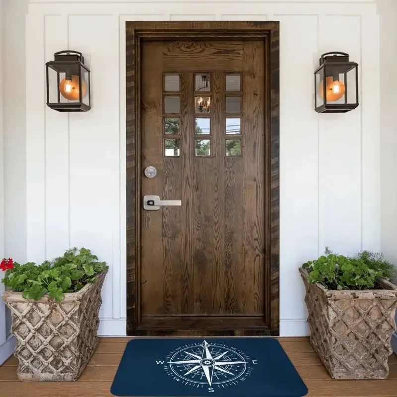 Axyaa Nautical Compass Anchor Rudder Printed Small Non-slip Doormat