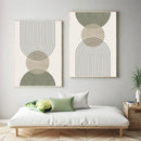 Axyaa Sage Green Botanical Wall Art Canvas Painting - Nordic Geometric Abstract Decor