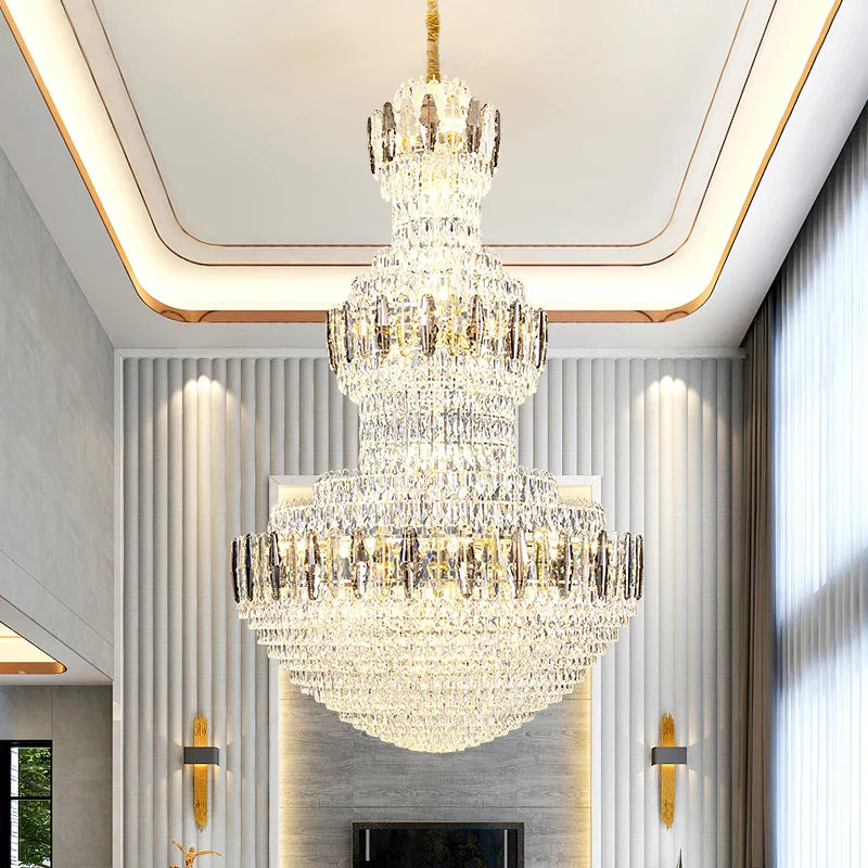 Axyaa Crystal Chandelier: Luxe Lighting for Hotel Lobby & Villa