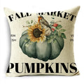 Axyaa Grey Pumpkin Sunflowers White Throw Pillowcase for Home Decor