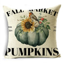 Axyaa Grey Pumpkin Sunflowers White Throw Pillowcase for Home Decor
