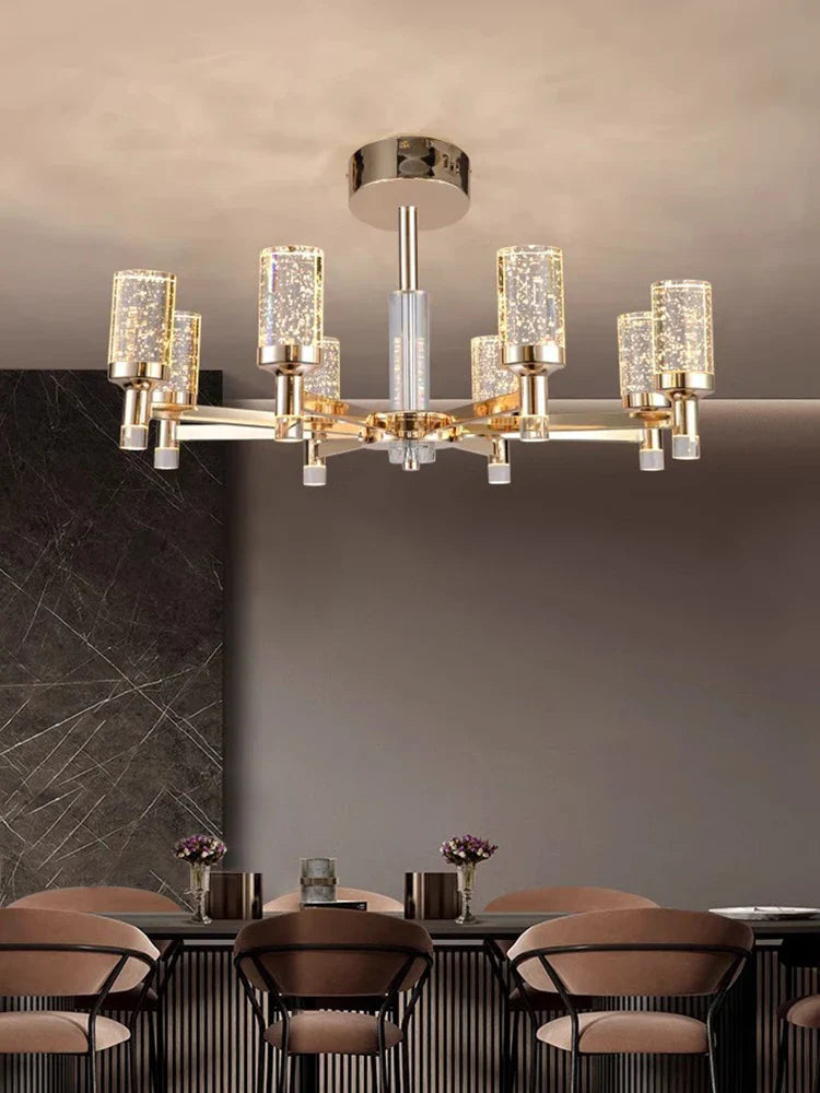 Axyaa Luxe Bubble Crystal Chandelier - Elegant Room Decor Lighting
