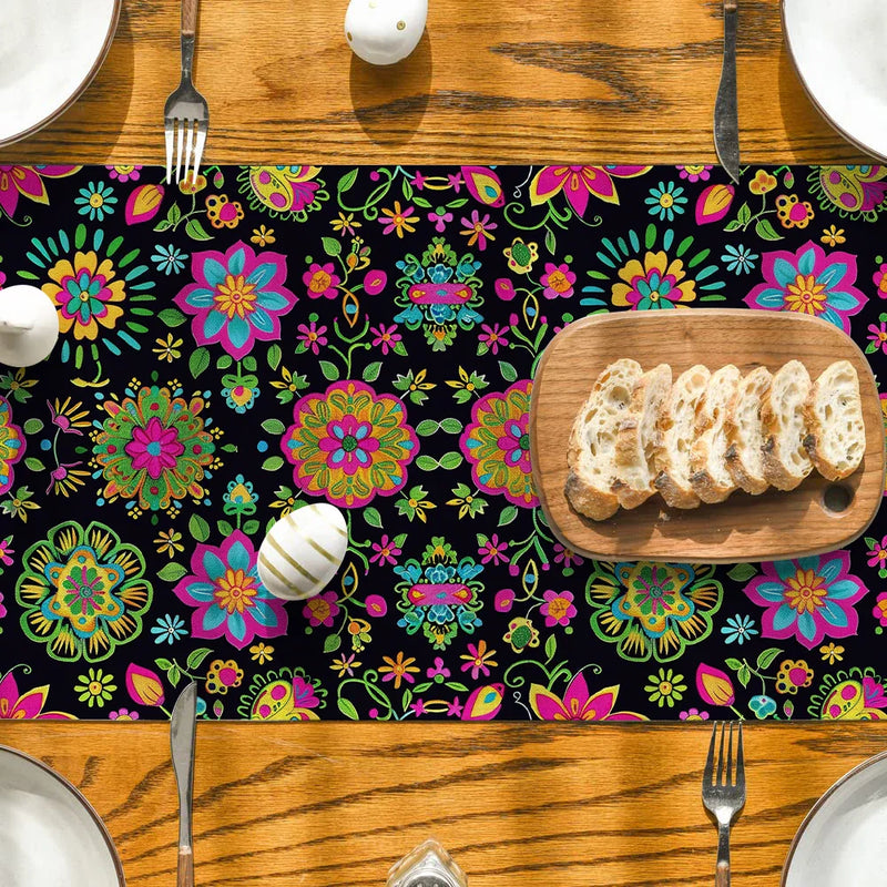 Axyaa Floral Bird Table Runner for Home Dining Décor