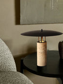 Axyaa Stone Table Lamp with Clear Glass Lampshade and LED Mood Lights