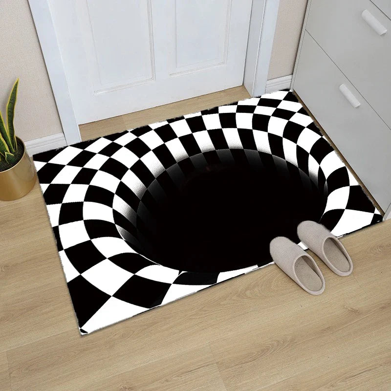 Axyaa 3D Optical Illusion Entrance Carpet: Trippy Living Room Rug for Hallway, Bedroom, Bathroom