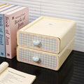 Axyaa Kawaii Cream Stationery Storage Box Organizer - Large Capacity Drawer-style Storage Rack