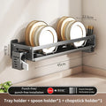 Axyaa Wall Mount Dish Drainer Rack for Kitchen Storage of Tableware and Utensils