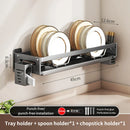 Axyaa Wall Mount Dish Drainer Rack for Kitchen Storage of Tableware and Utensils