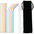 Axyaa Stainless Steel Drinking Straws Set with Cleaning Brush in Pouch