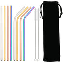 Axyaa Stainless Steel Drinking Straws Set with Cleaning Brush in Pouch