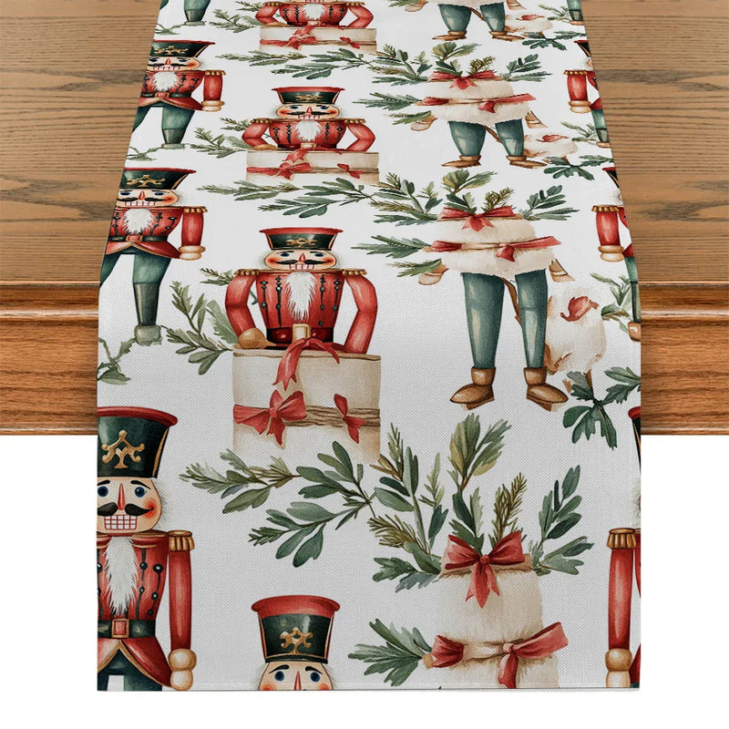 Nutcracker Gift Plant Fir Table Runner by Axyaa