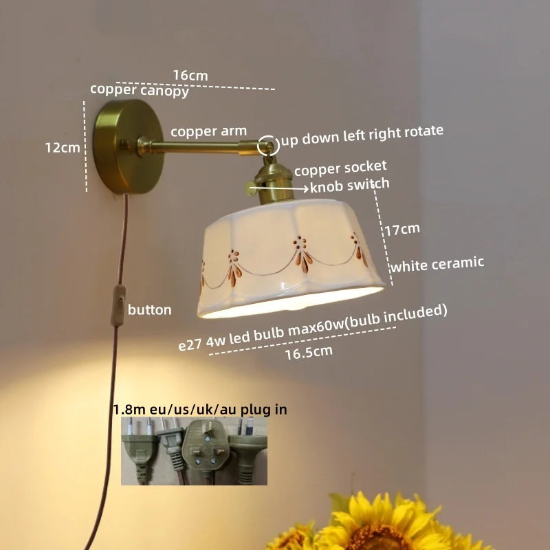 Axyaa Ceramic Hand-painted LED Wall Light Fixture for Modern Spaces