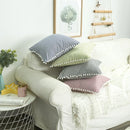 Axyaa Striped Pattern Ball Edge Pillow Case 45x45cm for Living Room Sofa