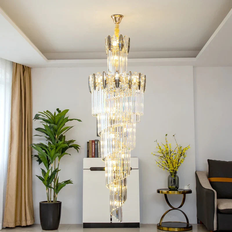 Axyaa Crystal Chandelier for Modern Duplex Living Room