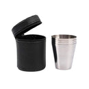 Axyaa Stainless Steel Wine Cups Set with Leather Case, Outdoor Camping Shot Hip Flask