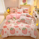 Axyaa Cartoon Style Fluffy Coral Fleece Duvet Cover - Queen/King Size