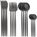 Axyaa 16-Piece Stainless Steel Cutlery Set in Black Gold Mirror Finish